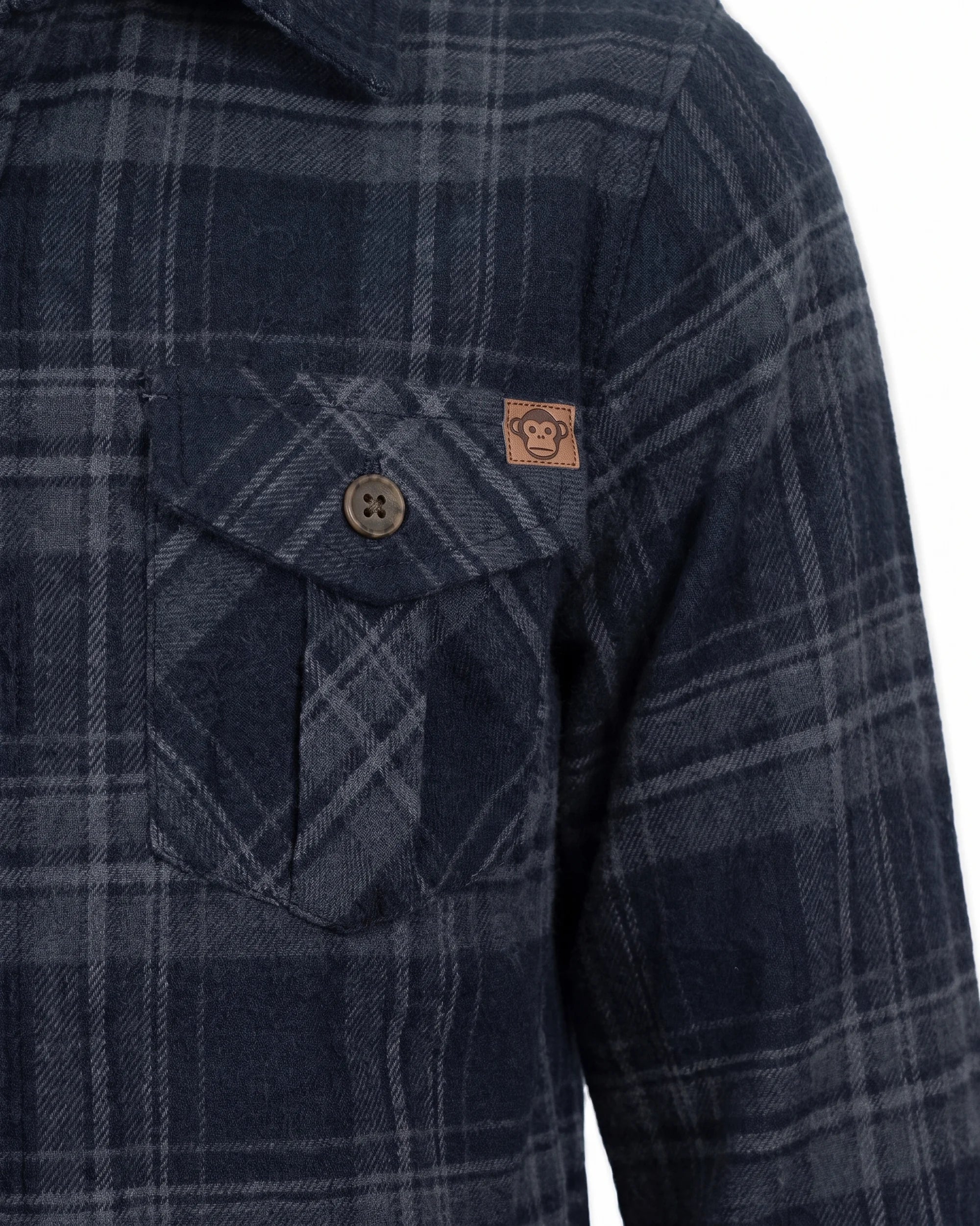 Dark Navy Plaid Flannel Shirt — detail1
