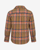 Tomato Olive Plaid Flannel Shirt — back