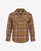 Tomato Olive Plaid Flannel Shirt — front