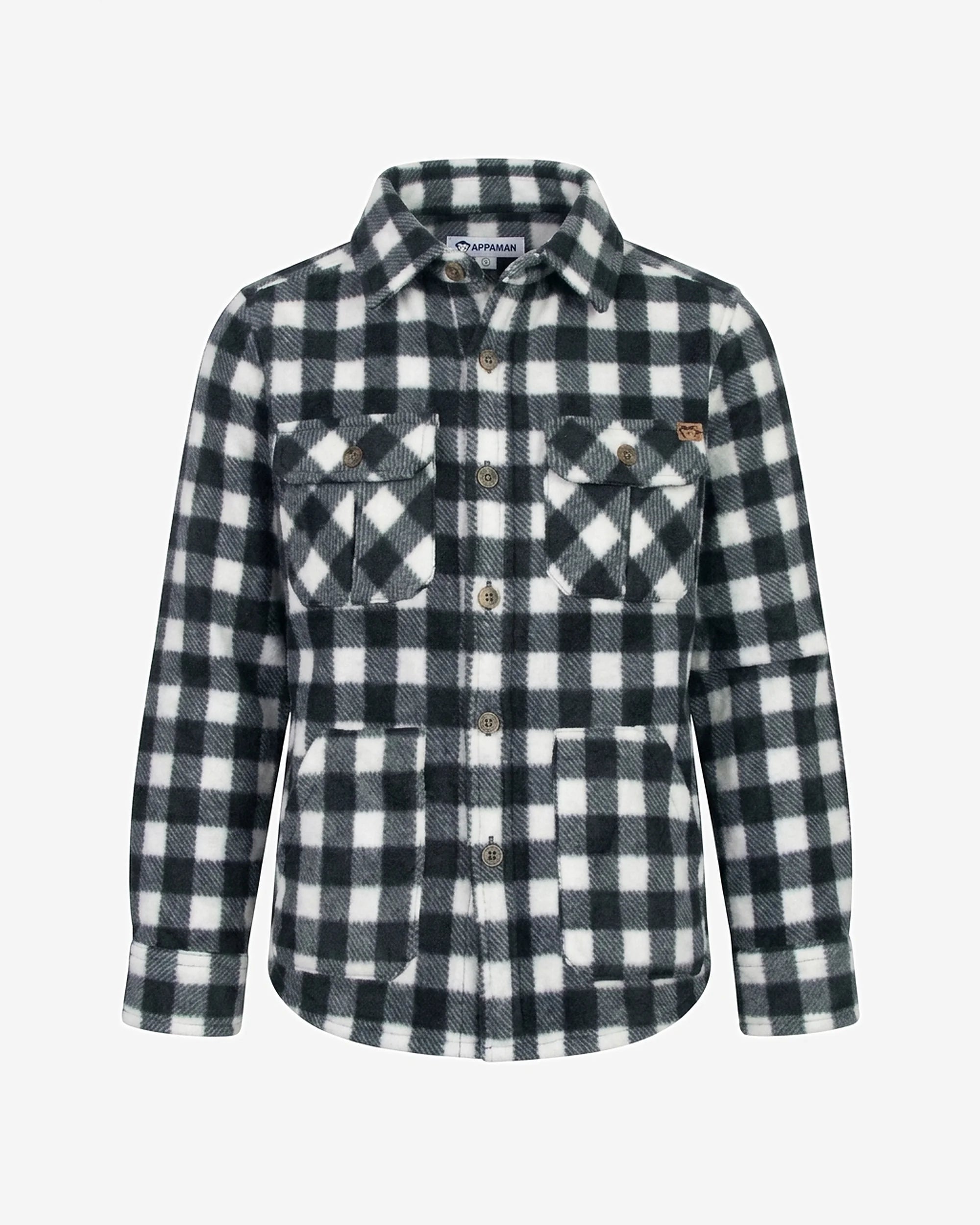 Black Checkerboard Snow Fleece Shirt — front