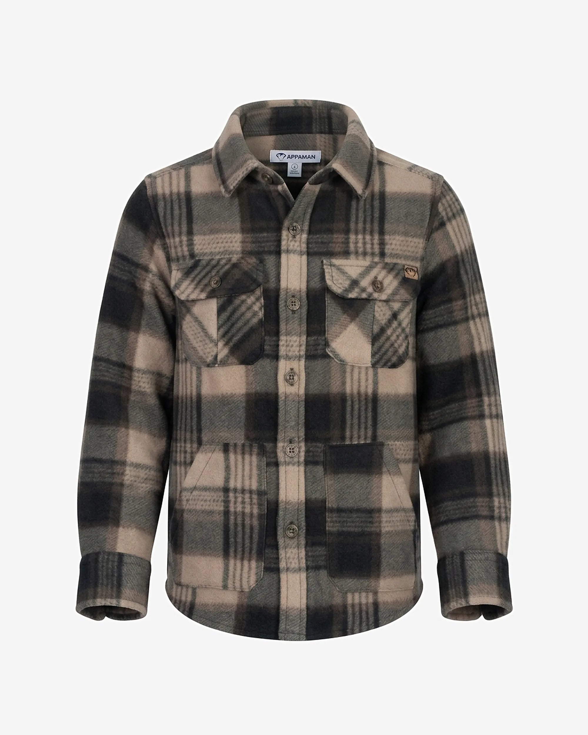 Brown Plaid Snow Fleece Shirt — front