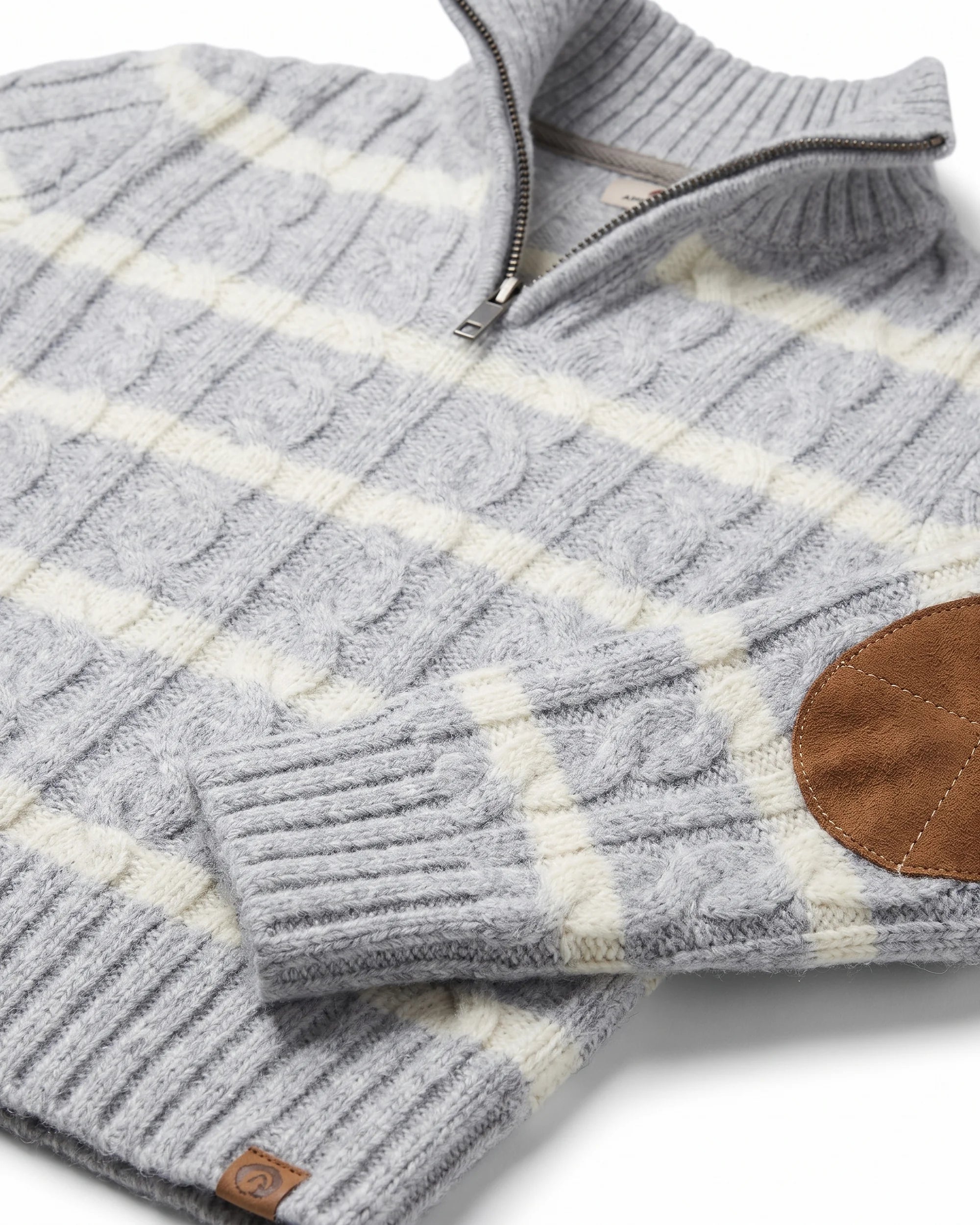Grey Stripe Quarter Zip Sweater — detail2