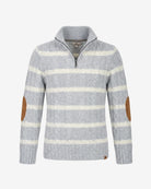 Grey Stripe Quarter Zip Sweater — front
