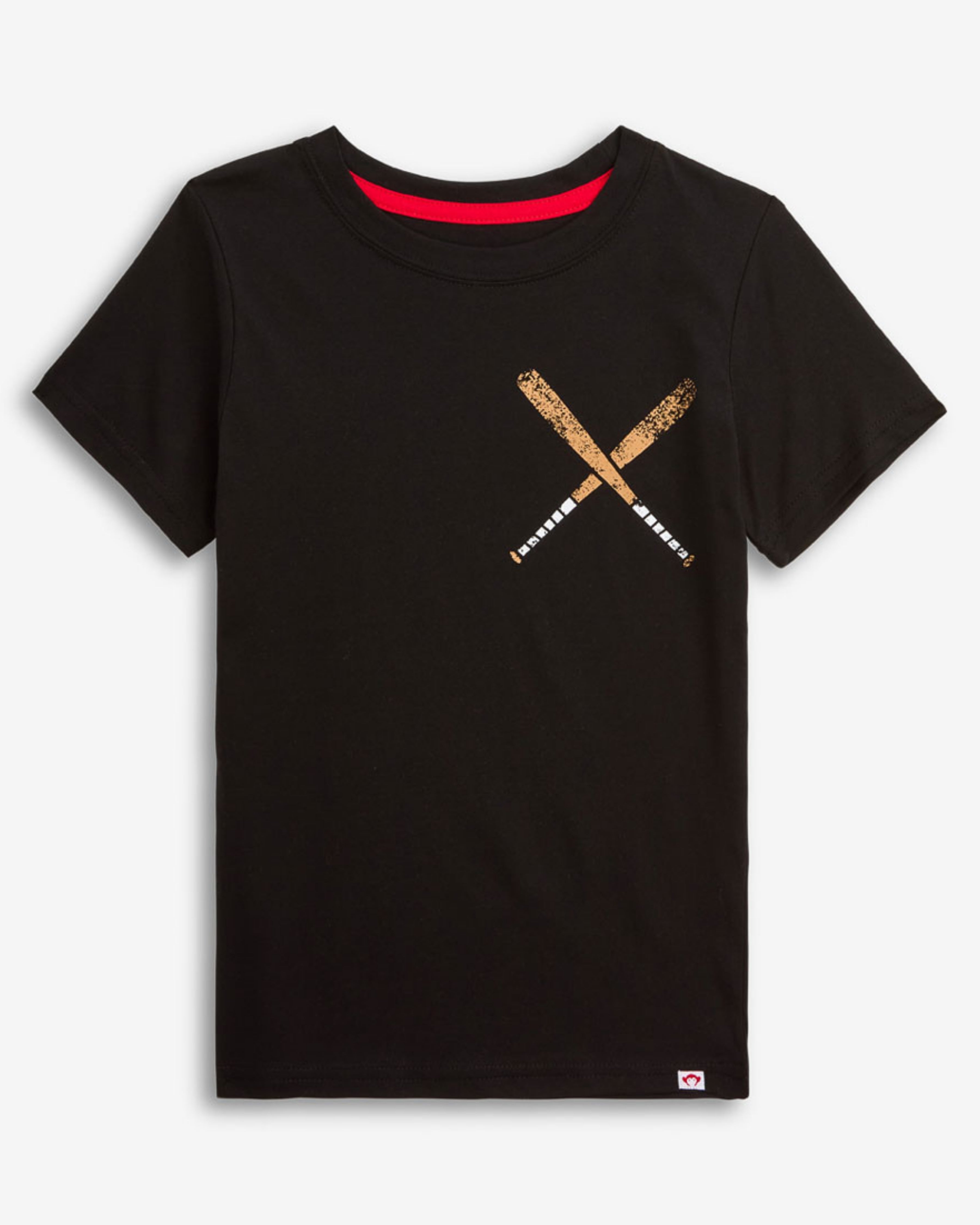 Baseball Graphic Short Sleeve Tee featuring crossed baseball bats on a black background.