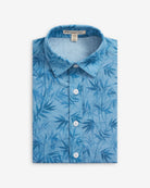 Blue Bamboo Day Party Shirt folded with a spread collar and bamboo print design, ideal for warm-weather celebrations.