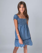 girl in blue dress
