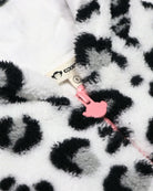 Close-up of the Snow Leopard Fleece Sweat Set showcasing its cozy zip-up hoodie design.