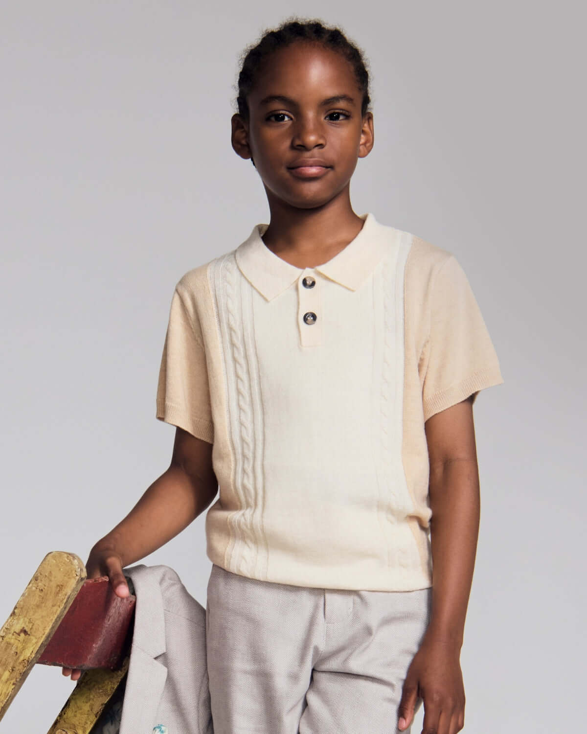 Boys Beige Sweater Knit Polo | Appaman