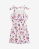 Daisies Leah Layered Dress featuring adjustable tie straps and playful floral print for girls.
