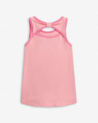 Flamingo Pink Hazel Top featuring a flowy fit and open back design in vibrant pink.