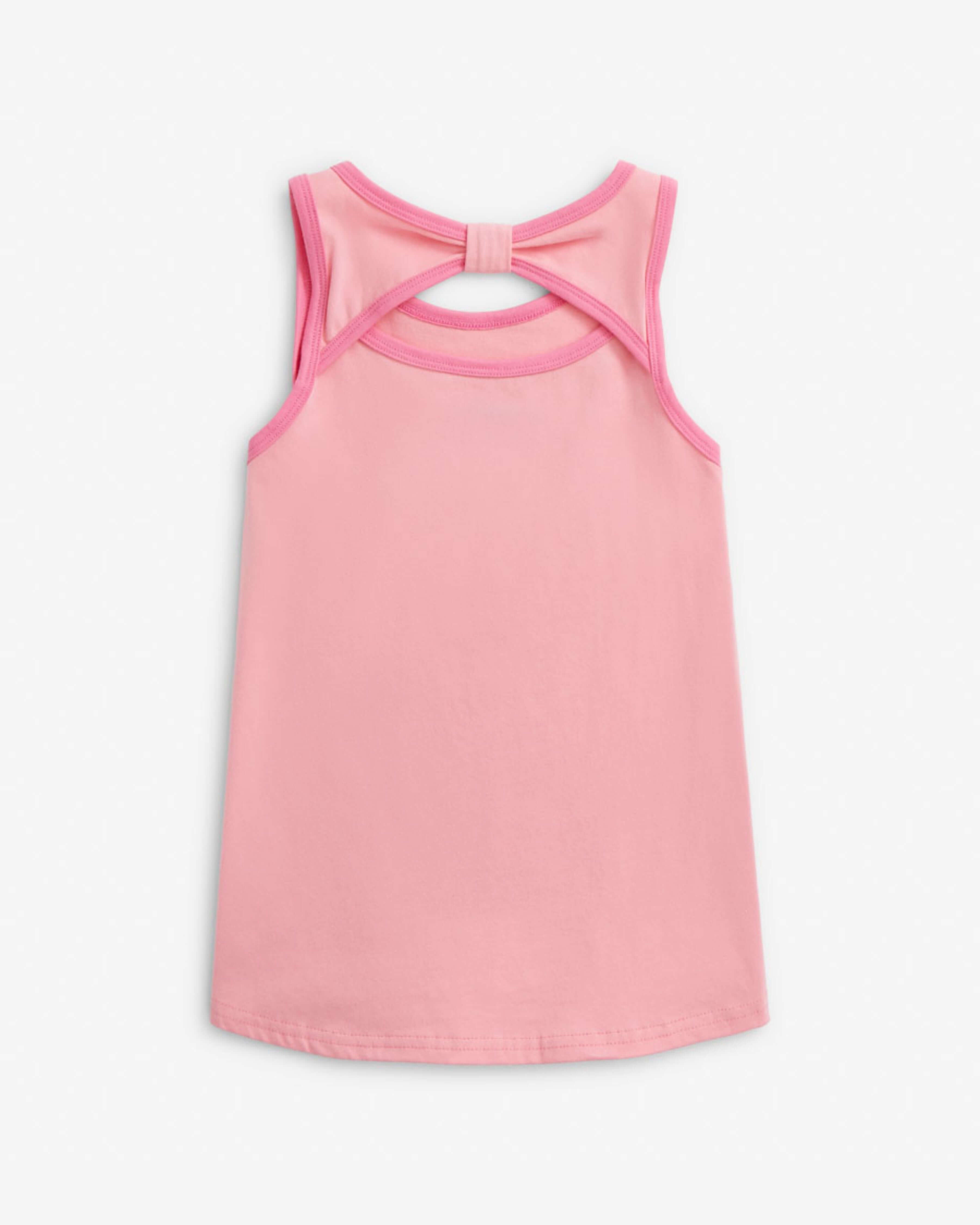 Flamingo Pink Hazel Top featuring a flowy fit and open back design in vibrant pink.