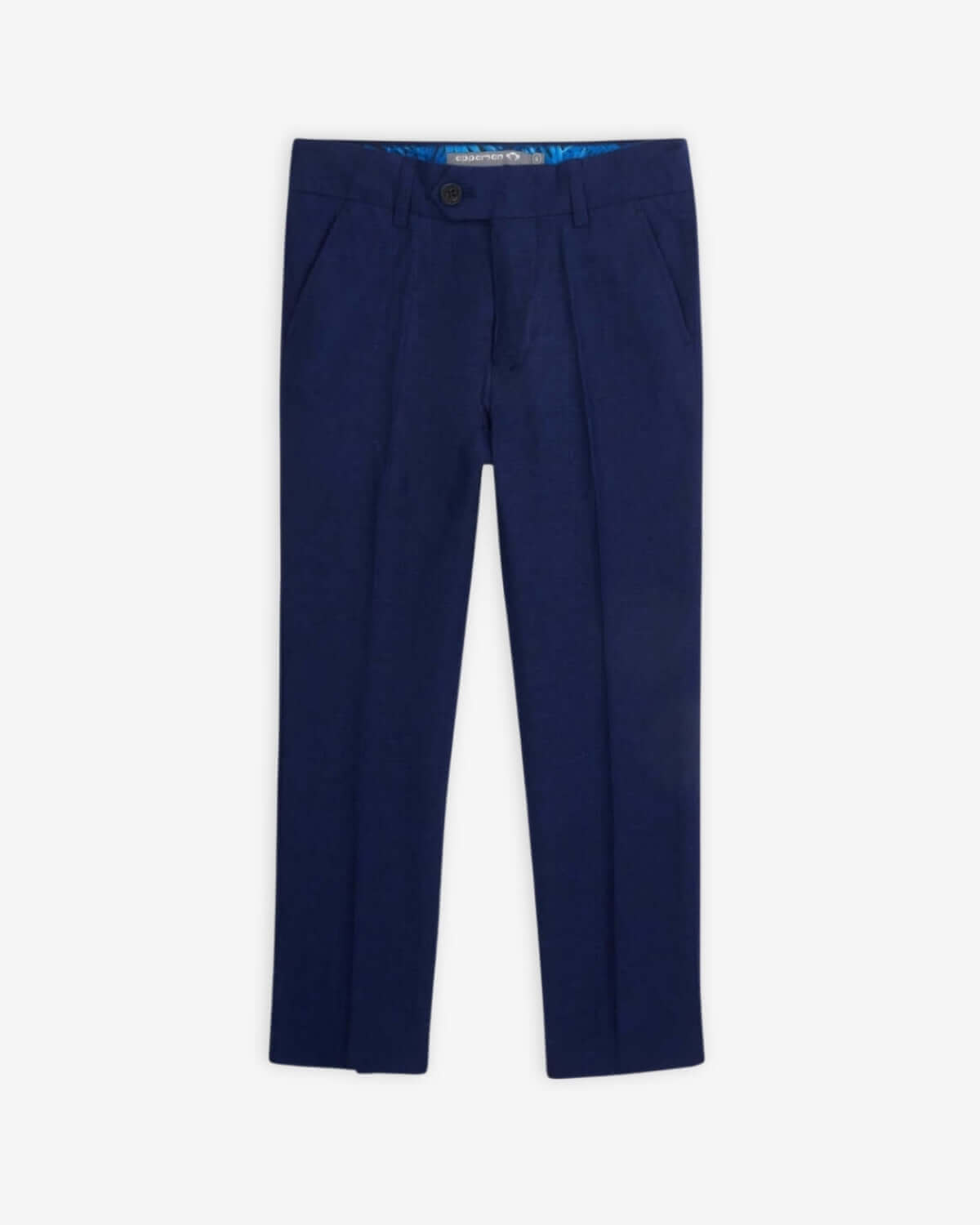 Estate Blue Linen Stretchy Suit Pant displayed, showcasing tailored design and sleek modern fit.