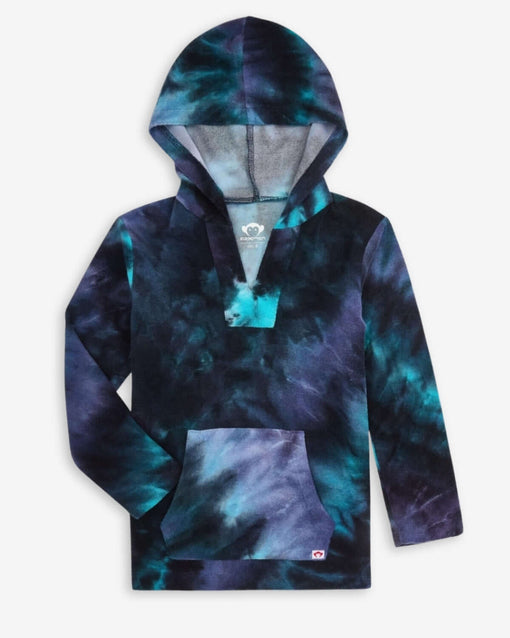 a hoodie with a tie dye pattern