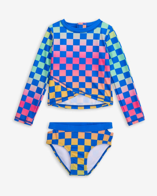 a colorful swimsuit with a long sleeve