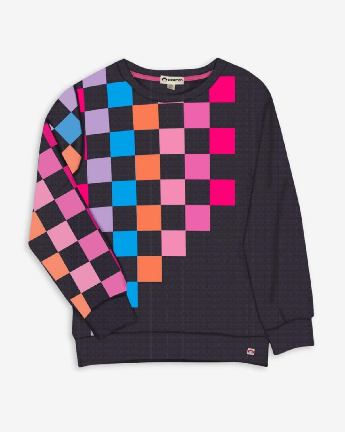 トップス LINKS CHECK KNIT PULLOVER Sporty Stripes Half-Zip Collar Knit Sweater in Pink - Retro