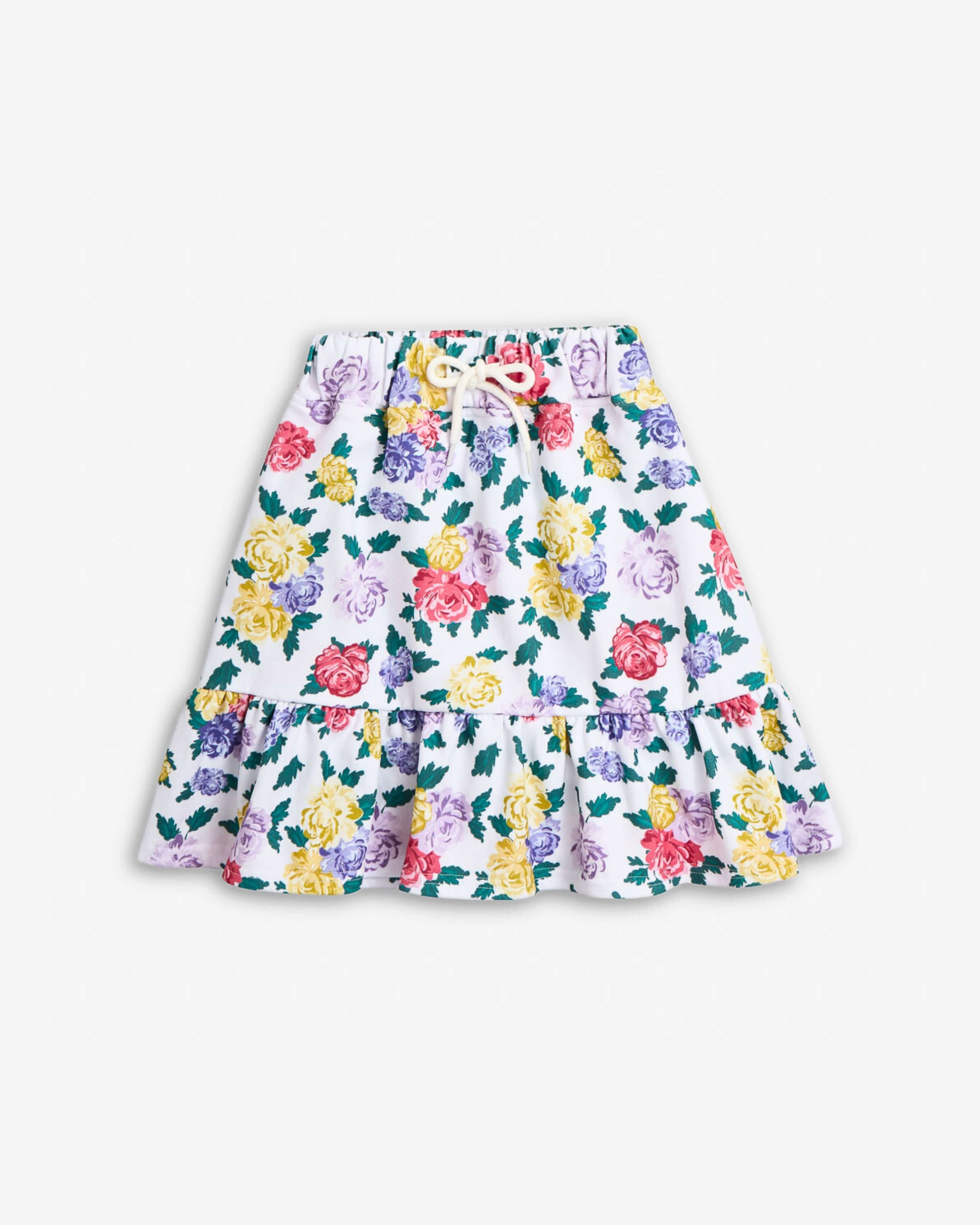 Floral Garden Flare Skort featuring a vibrant floral print and ruffle hem, perfect for spring adventures.