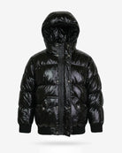 Black Glitter Puffy Coat — front