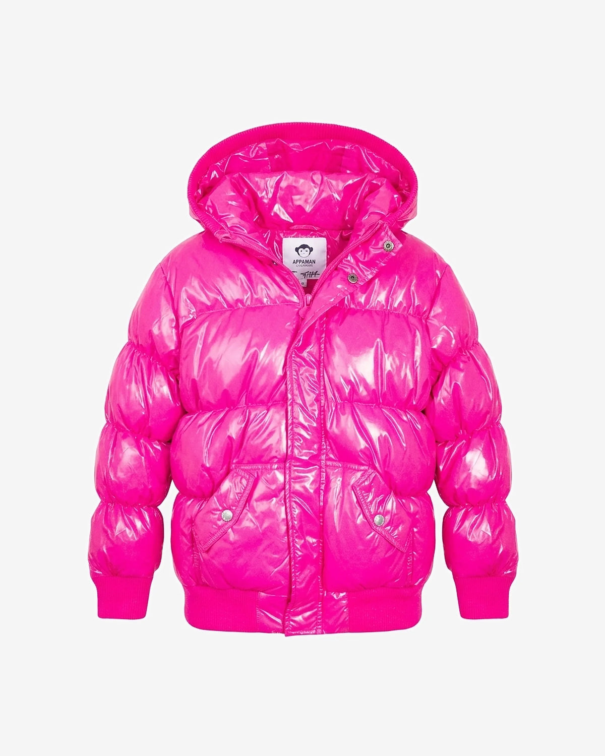 Pink Glitter Puffy Coat — front