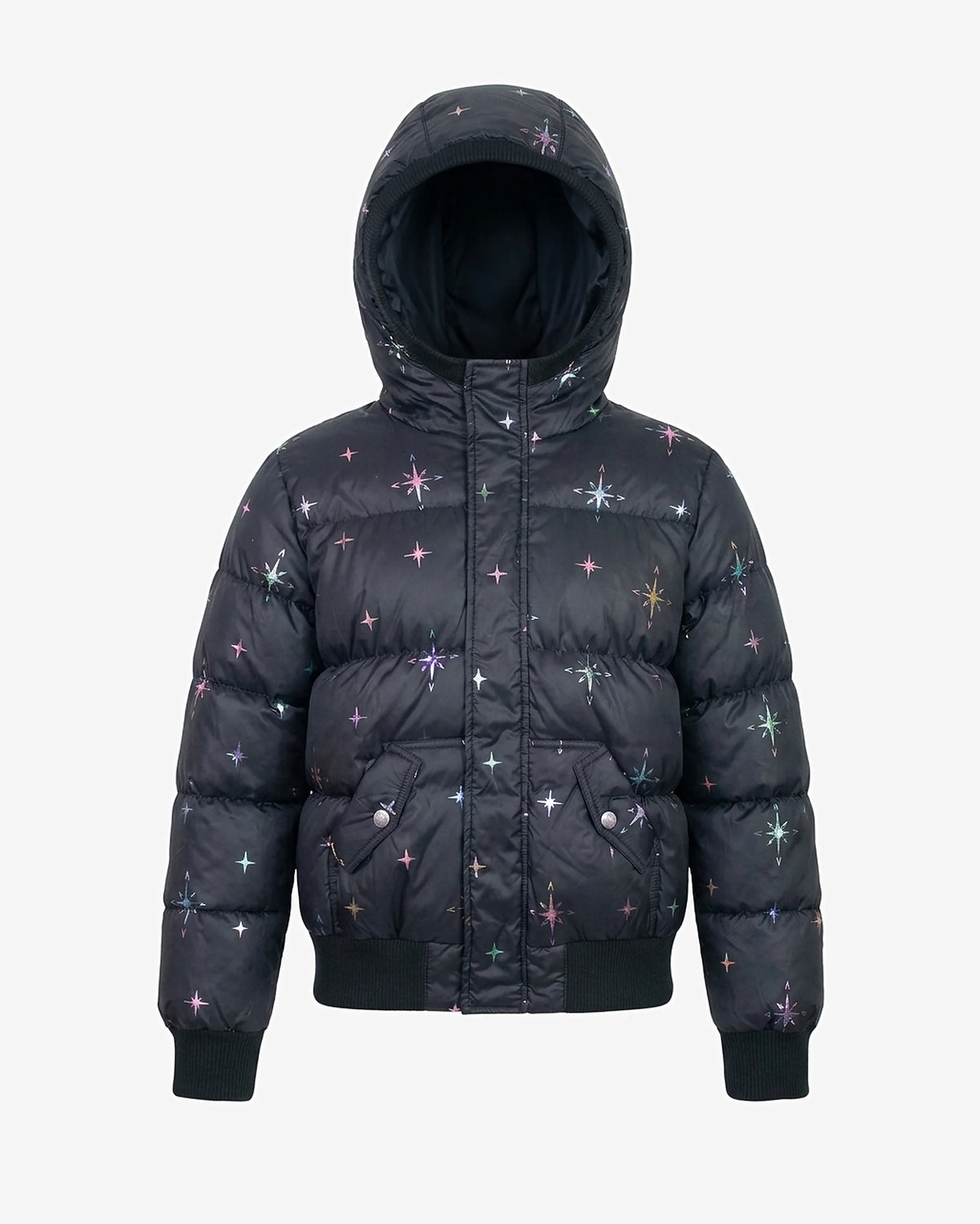 Starbursts Puffy Coat — front