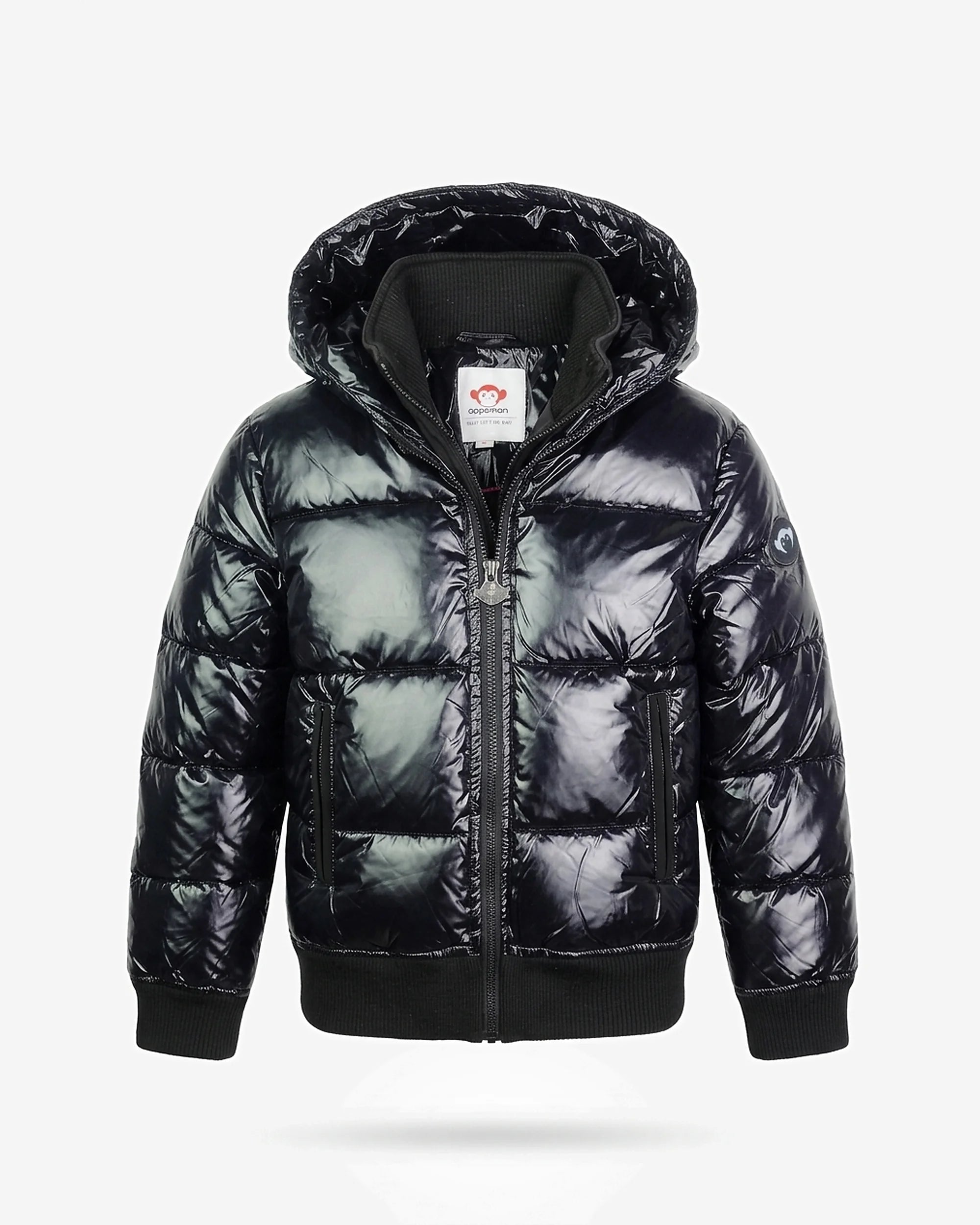 Shiny Black Flurry Coat — front
