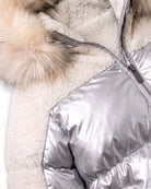 Silver Mixed Media Puffer Coat — detail2