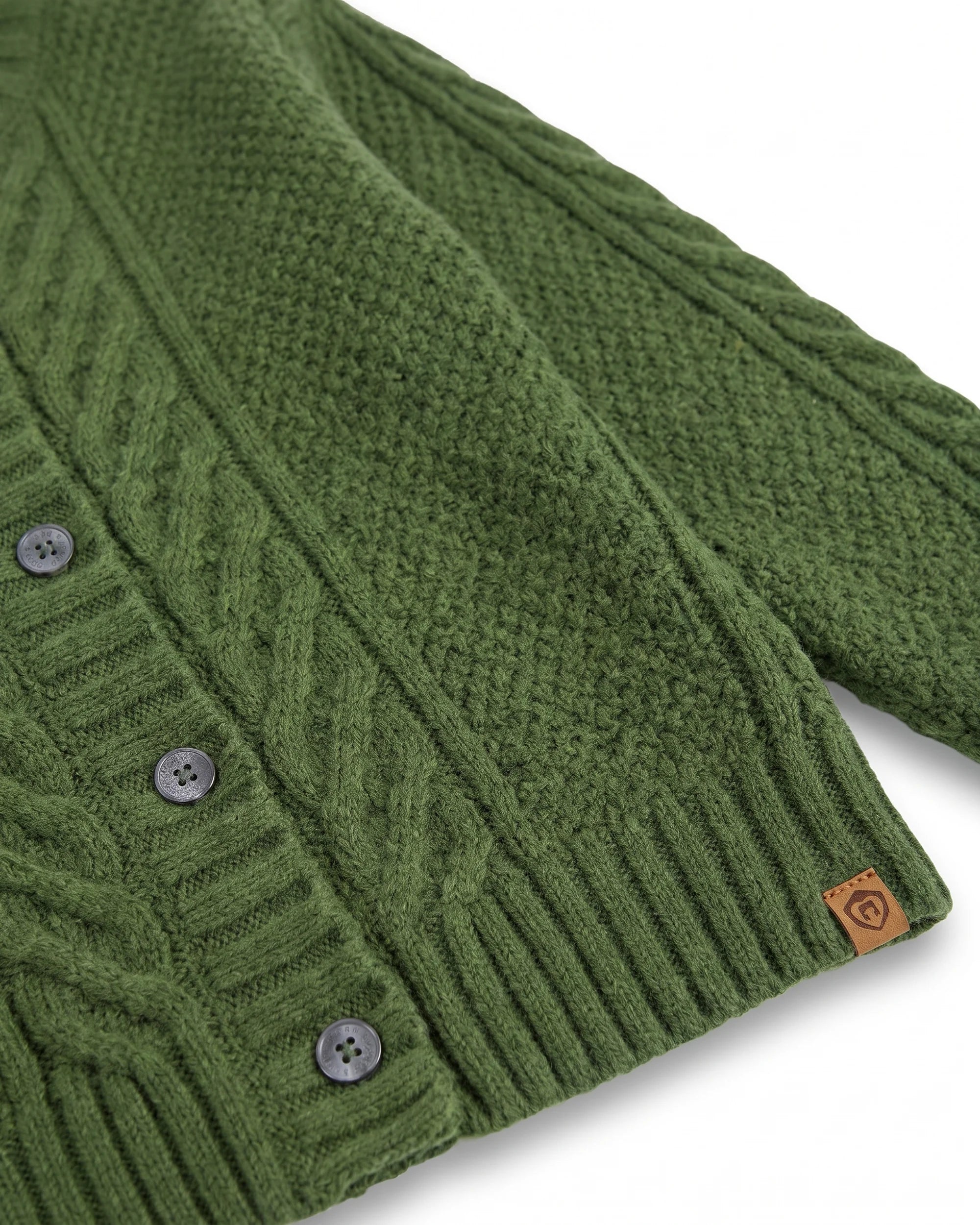 Moss Cait Cable Cardigan — detail2