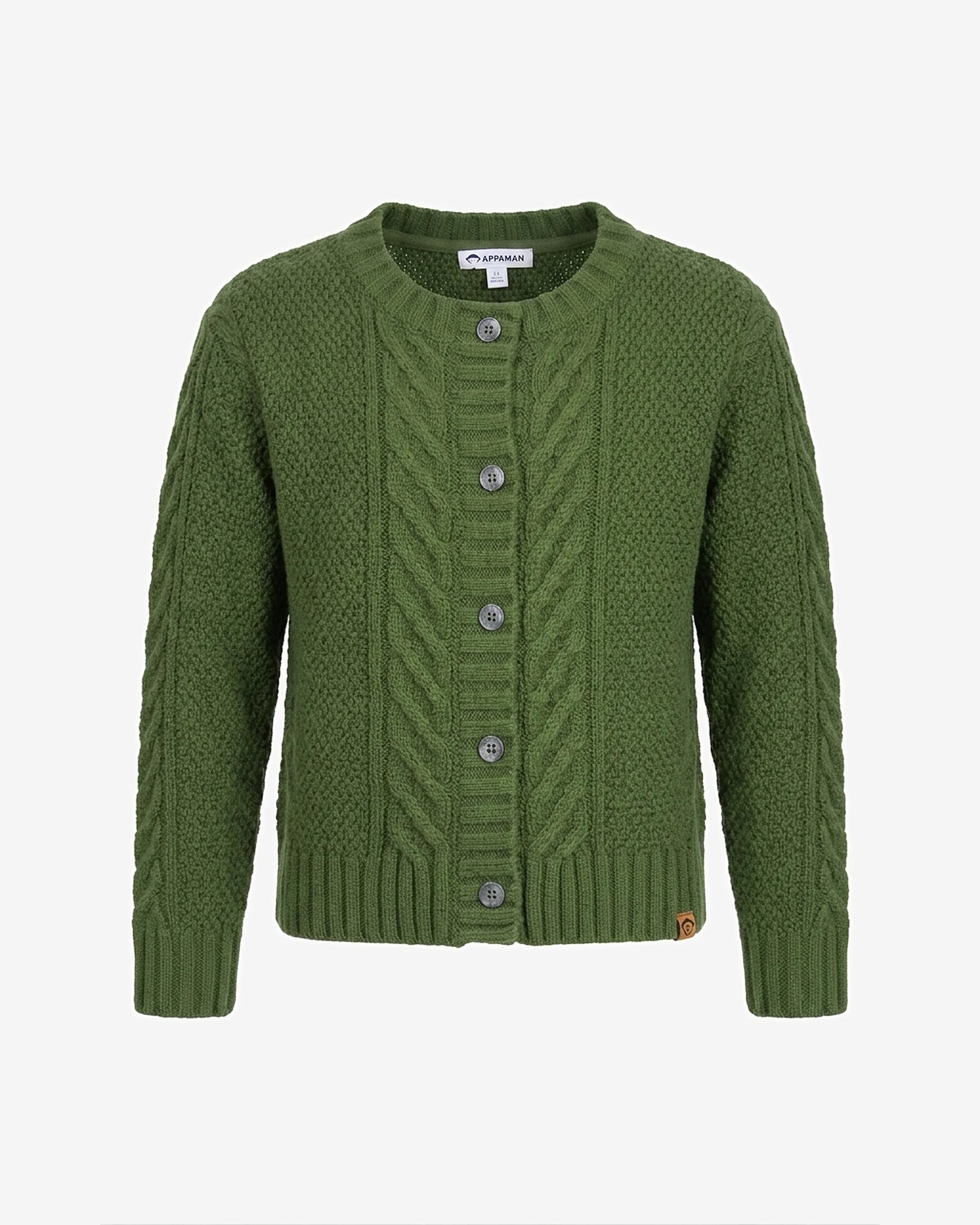 Moss Cait Cable Cardigan — front