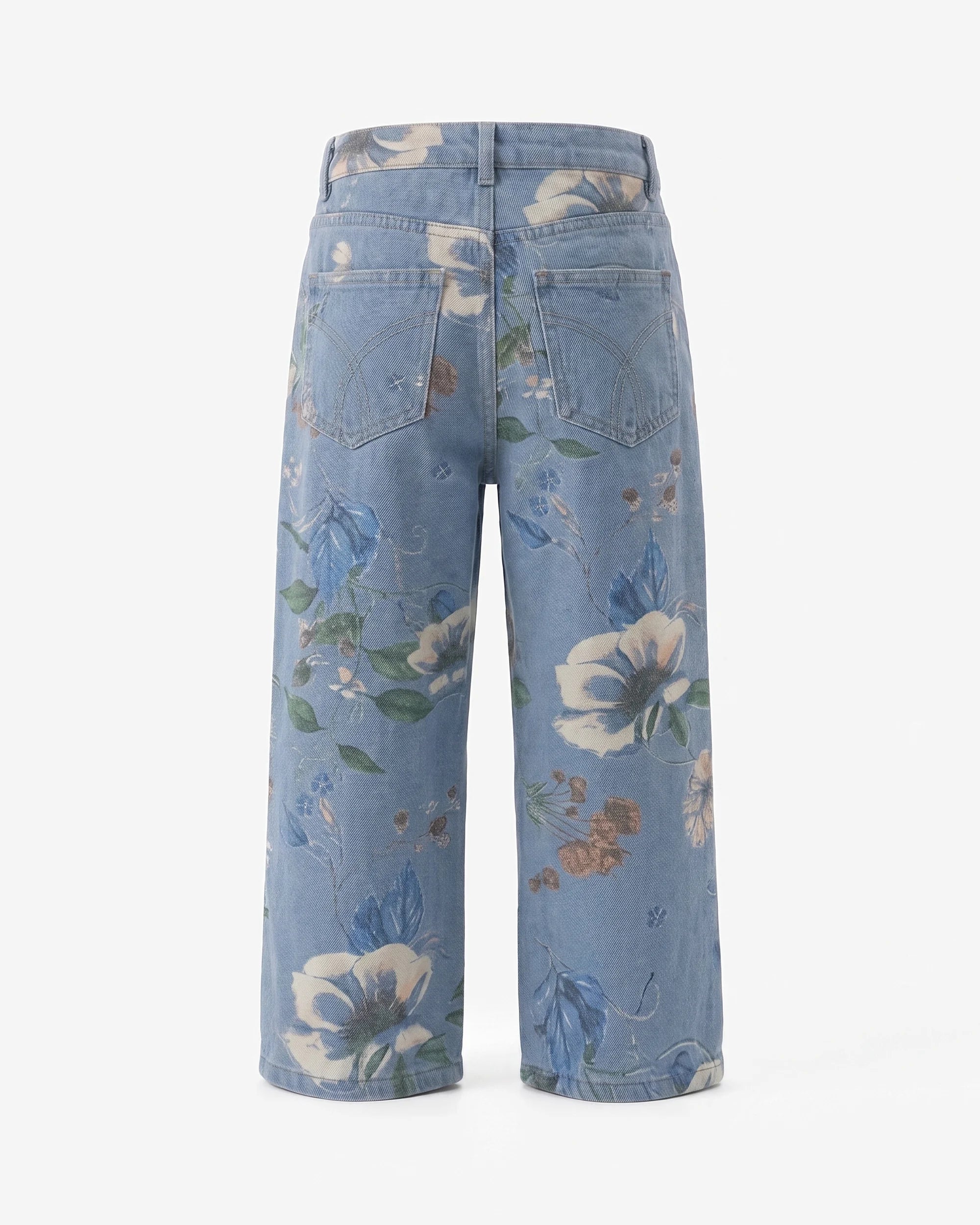 Floral Denim Wide Leg Jeans — back