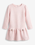 Pink Long Sleeve Drop Waist Dress — front