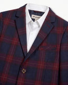 Navy/Cranberry Plaid Stretchy Mod Suit — detail1