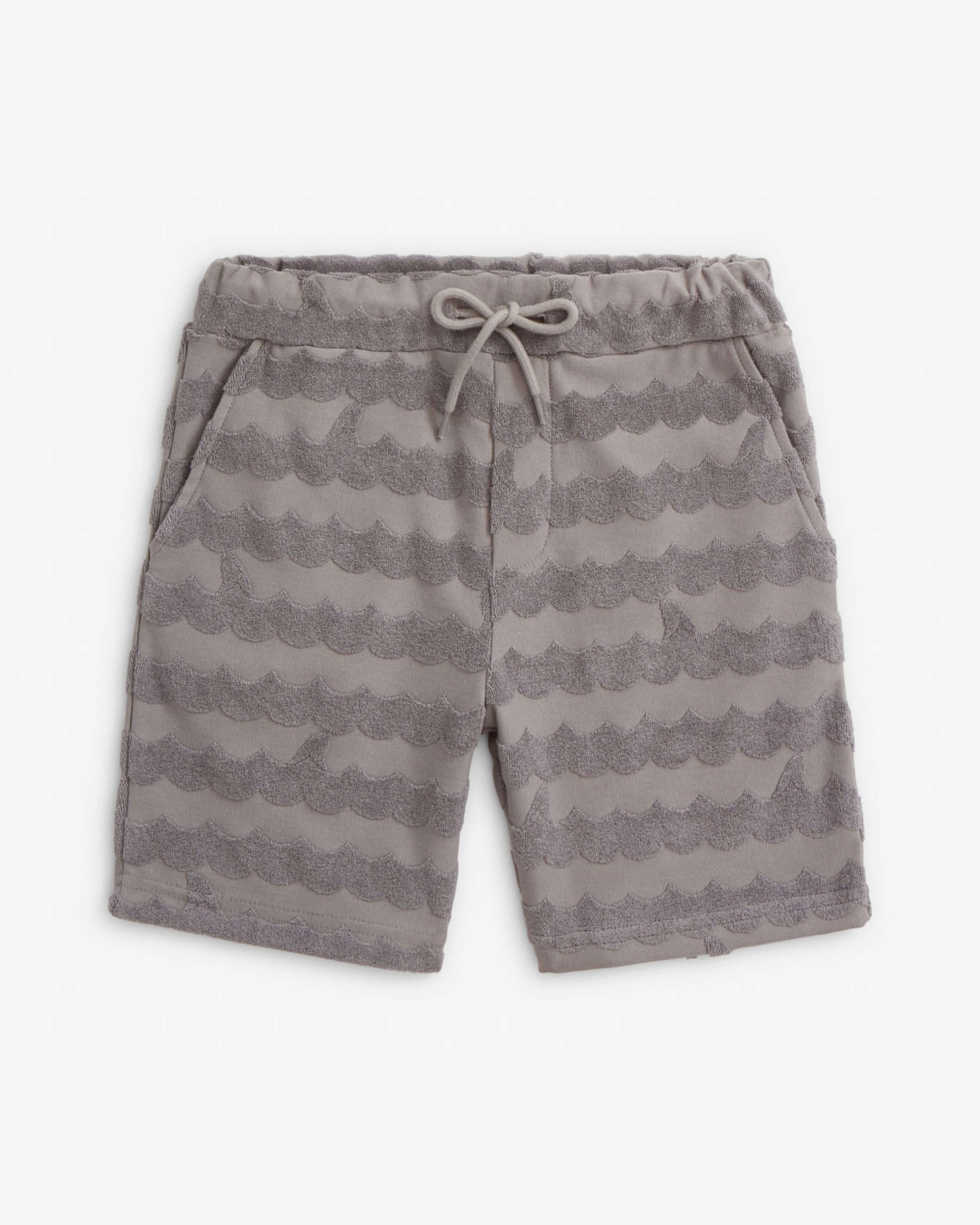 Grey Terry Resort Set shorts designed for high quality kids clothing with a comfortable elastic waistband.
