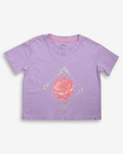 Lavender Rose Lillian Boxy Tee in lavender with a playful rose graphic on the front.