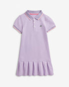 Lilac Polo Pleated Dress featuring a collared neckline and pleated skirt in lilac color.