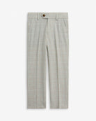 Linen Oceanside Plaid Stretchy Mod Suit Pant in light plaid design with two front and back pockets.