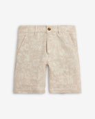 Linen Ivory Garden Trouser Short in textured linen blend with floral print for spring and summer.