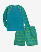 Luxury Palms Swim Set featuring high quality kids' clothing with UPF 50+ protection and quick-dry fabric.