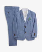 Pacific Blue Stretchy Mod Suit featuring a tailored jacket and skinny leg pants.
