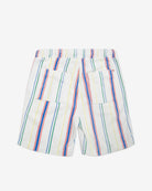 Back view of Painter's Stripe Terry Resort Short showing colorful stripes and pockets.