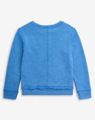 Back view of the Popsicle Highland Sweatshirt in washed blue, featuring a relaxed fit and soft finish.