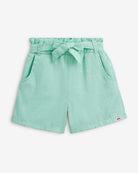 Seafoam Paperbag Short featuring a belted waist and tie front bow, perfect for summer days.
