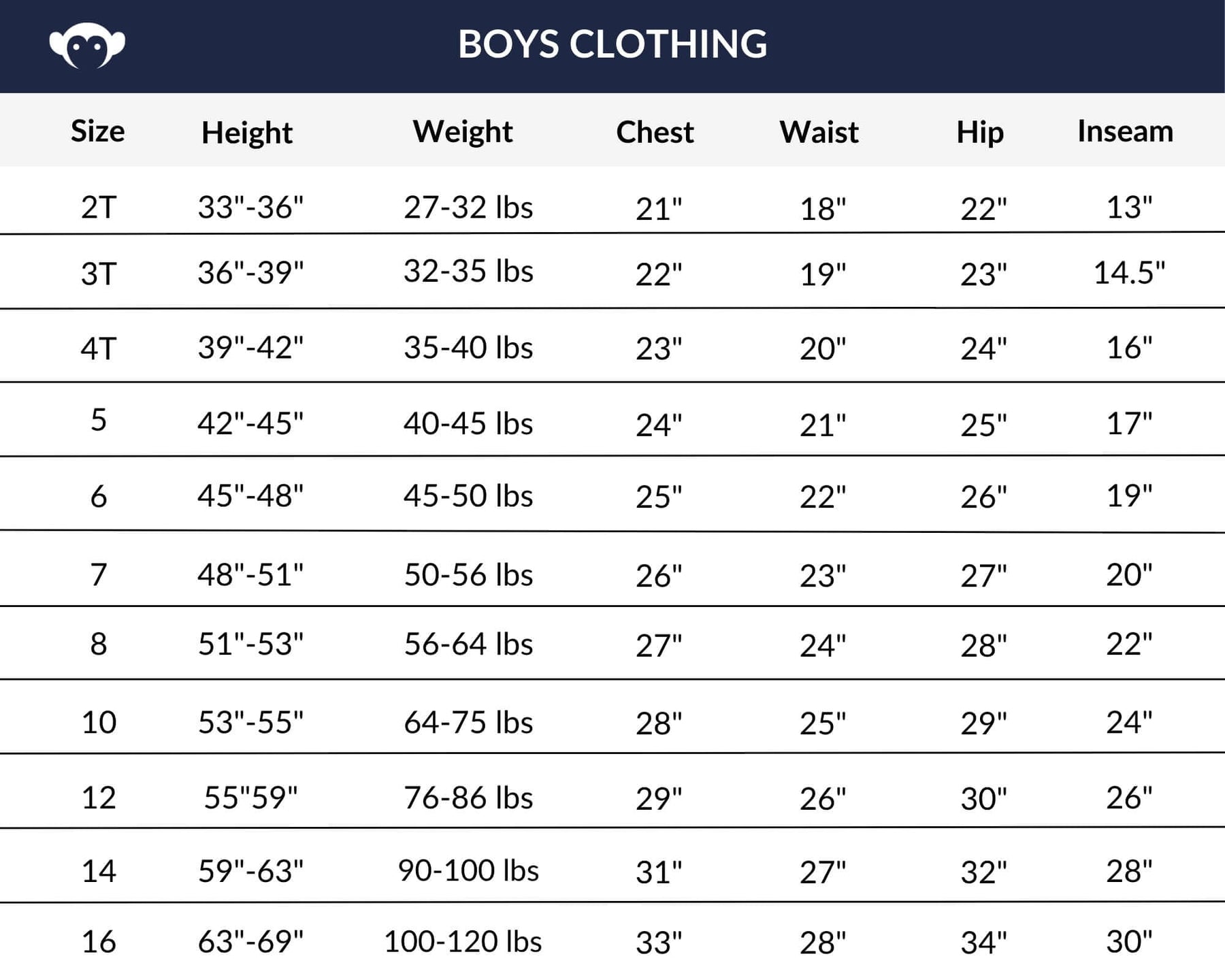 Kids' Size Chart Dress Up Your Little Ones in Style