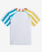 Tropic Stripes Swim Set back view featuring colorful striped sleeves, ideal high quality kids' clothing for beach fun.