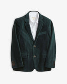 Evergreen Velvet Suit Set featuring a rich green velvet blazer with a stylish interior lining and classic lapels.