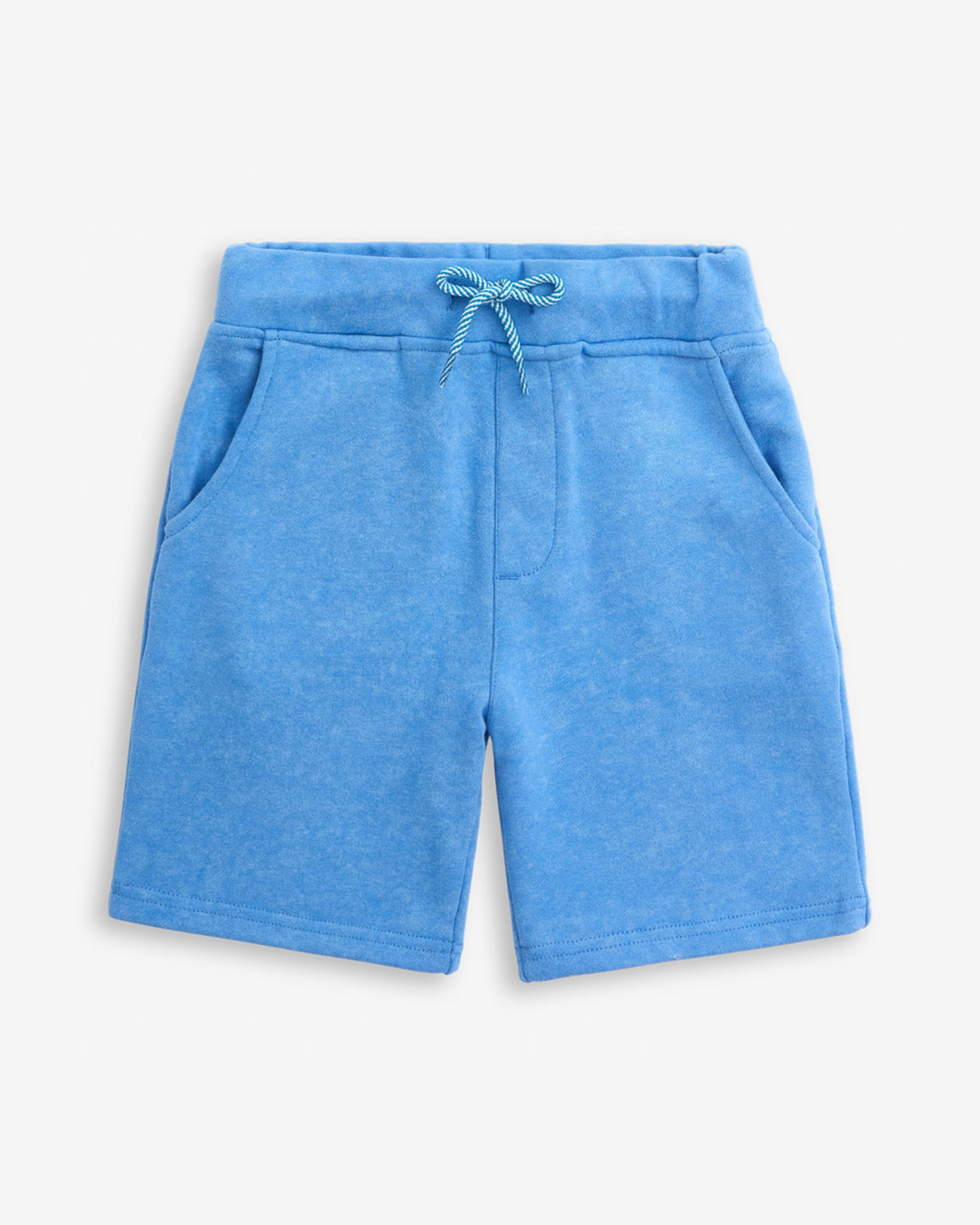 Washed Blue Preston Short featuring a drawstring, front and back pockets, perfect for summer wear.