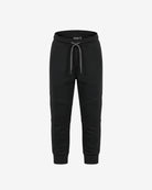 Black sweatpants with a gray drawstring, shown against a plain light gray background.