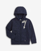 Washed Navy Bolt Strivers Hoodie featuring a classic hood and stylish lightning bolt design.