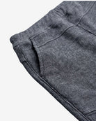 Charcoal Wide Leg Sweatpants close-up showcasing soft fleece fabric and elastic waistband.