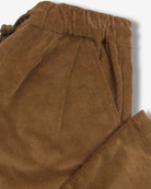 British Khaki Club Pants featuring a stretchy waist and soft corduroy material for kids' comfort and style.