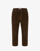 Appaman boys' pleated corduroy pant brown, front view.