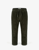 Appaman boys' pleated corduroy pant olive, front view.